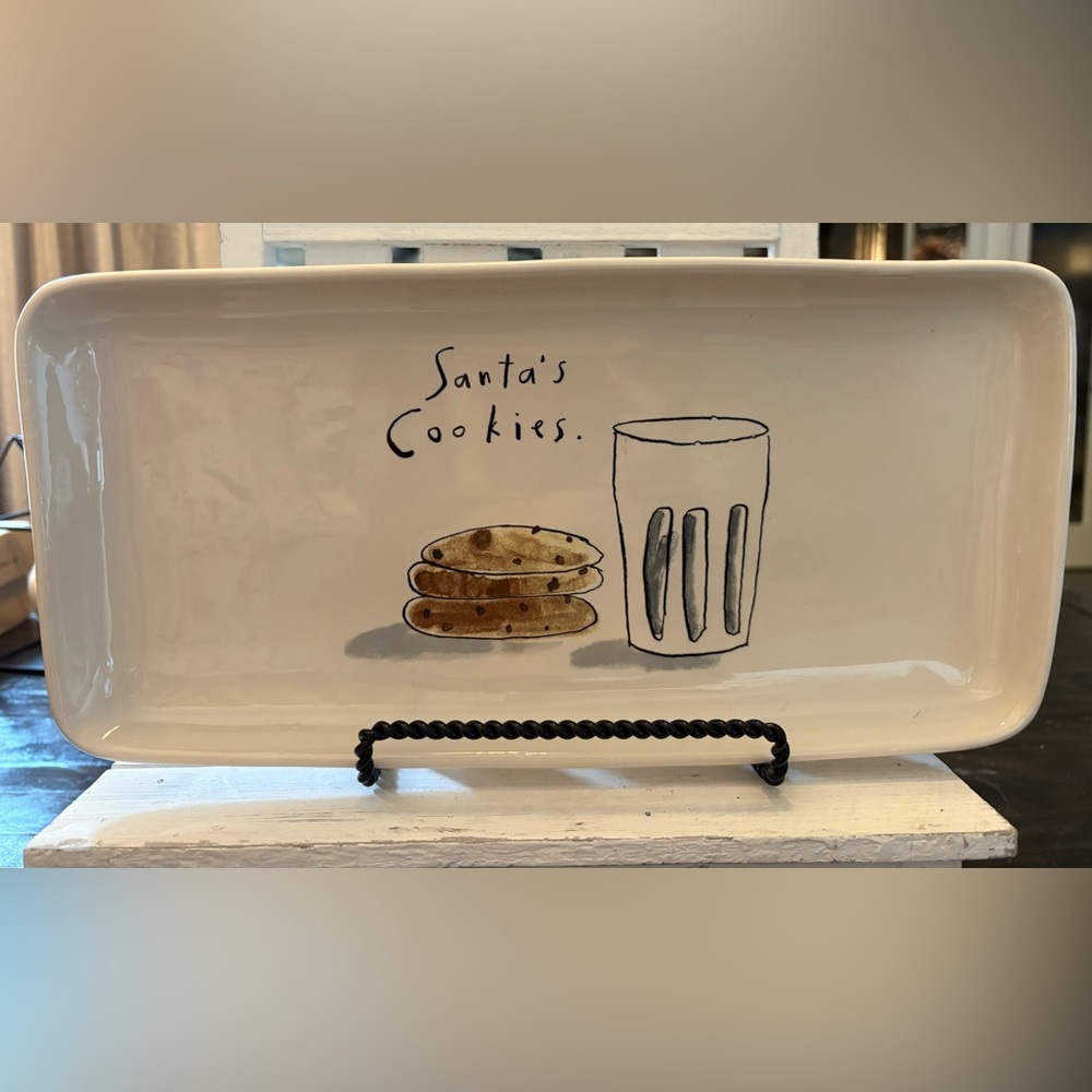 Rae Dunn Santa's Cookies Ceramic Tray